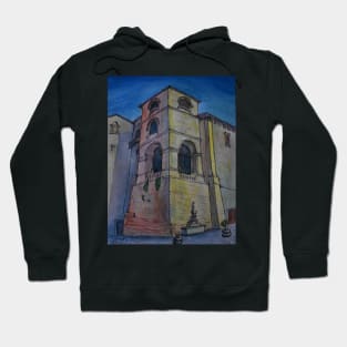 Watercolor Sketch - Bell Tower of the Church of San Francesco, Enna, Sicily Hoodie